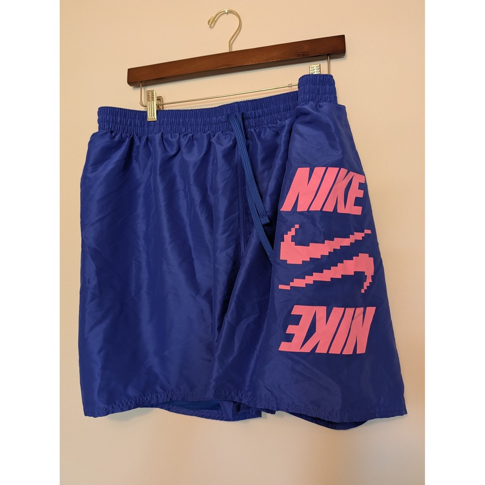 Nike Volley Hybrid Swim Shorts Blue Mens XXL Digital Logo (fits 35x6)